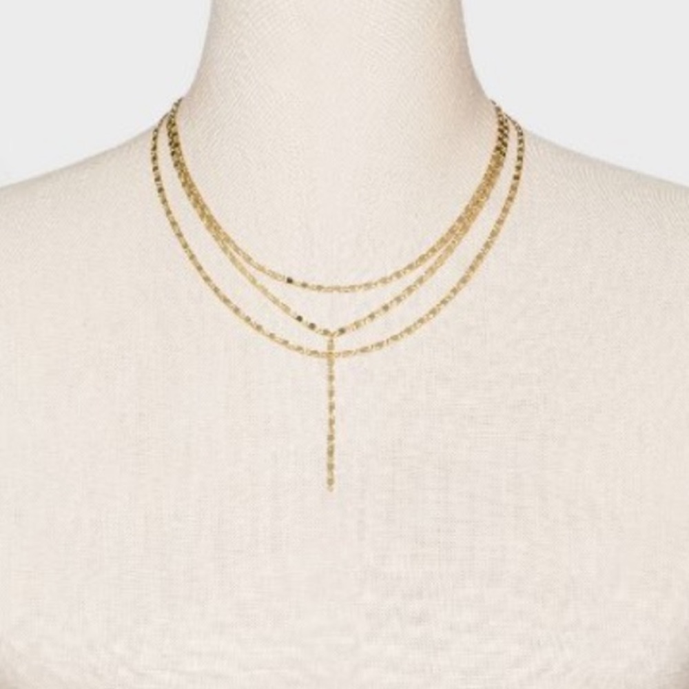 SUGARFIX by BaubleBar Layered Y-Chain Necklace - Gold - Picture 1 of 5
